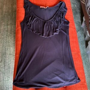 Juicy Couture Navy Blue Tank, flattering ruffle collar!